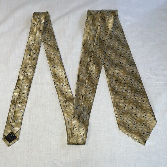 XMI Dress Tie Mens Size 56" Gold 100% Silk Designer U.S.A. - Picture 1 of 12
